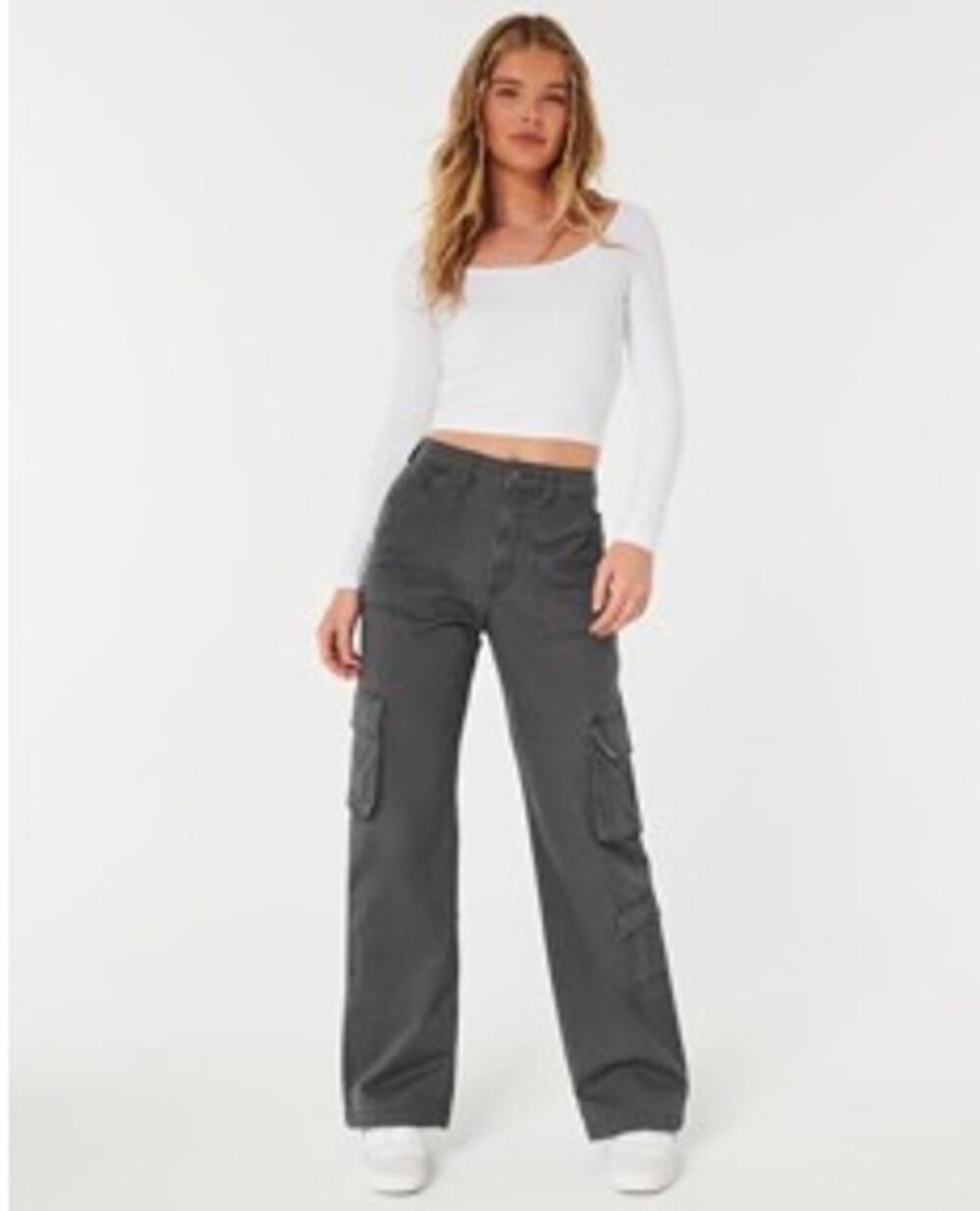 NEW Hollister Ultra High Rise 3 Pocket Baggy Cargo Pant Olive Green 16 Utility